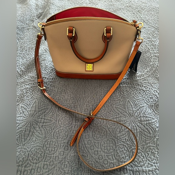 Dooney and Bourke Pebble Grain Darcy Satchel in Taupe - Picture 2 of 7